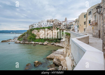 Vue panoramique de Vieste, le célèbre 'Perle du Gargano' dans la province de Foggia, Pouilles (Italie), novembre-03-2016 Banque D'Images