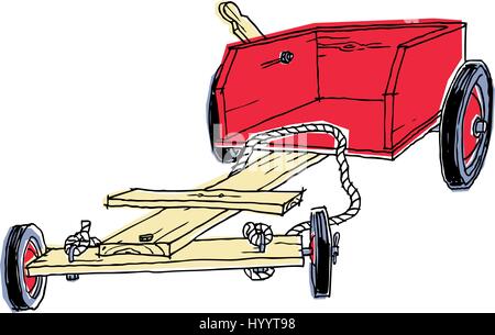 Go Kart en bois Dessin. Vector Illustration Illustration de Vecteur