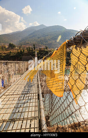 Le plus long pont de supsension (Bhoutan) Banque D'Images