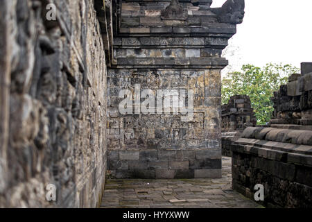 Temple de Borobudur, Yogyakarta, Indonésie, le plus grand temple bouddhiste du monde, UNESCO World Heritage Site Banque D'Images