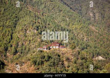 Dongdi Dzong, sur colline et surplombant la vallée de Chu Dongdi (Bhoutan) Banque D'Images