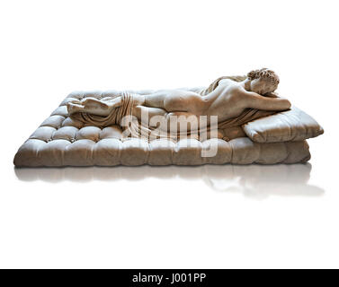 Dormir Hermaphroditus, l'Hermaphrodite Borghèse. Une vie ancienne taille 2e siècle statue romaine sculpté en marbre grec, le Musée du Louvre, Paris Banque D'Images