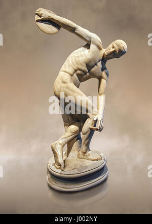 2ème CENT AD sculpture romaine d'un lanceur de disque, le marbre de Paros la Villa Palombara, Esquilino, Rome. Inv 126371 National, Musée romain, Rome, Banque D'Images