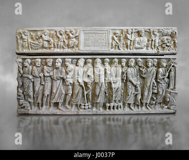 Relief romain sur le sarcophage chrétien de Marcus Claudianus avec des scènes du nouveau testament, c.330AD, Musée National Romain, Rome Banque D'Images