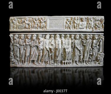 Relief romain sur le sarcophage chrétien de Marcus Claudianus avec des scènes du nouveau testament, c.330AD, Musée National Romain, Rome Banque D'Images