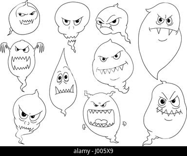 Ensemble de Cartoon Vector Ghosts Illustration de Vecteur