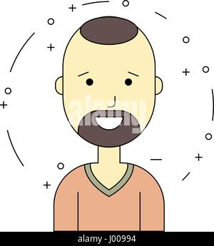 Smiling man hipster caractère. Vector illustration de l'icône de couleur en ligne plate style. Cute linéaire et heureux. Illustration de Vecteur