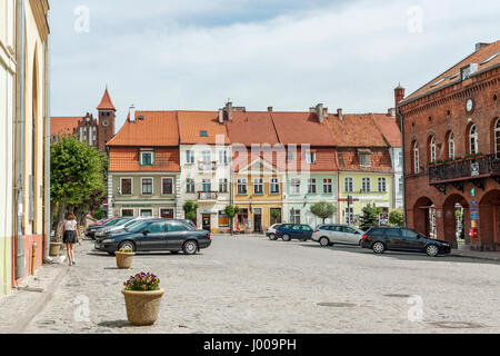 Tenement de maisons dans la vieille ville de marché Gniew, Pologne Banque D'Images