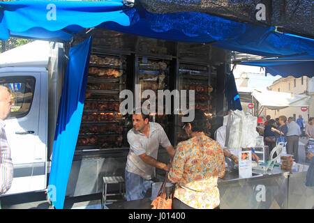 Vente véhicule van Mobile poulet rôti au four Pego, Marina Alta, province d'Alicante, Espagne Banque D'Images