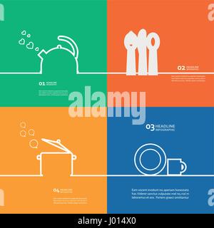 L'Ensemble de cuisson électrique, pot, cuillère, fourchette, couteau, tasse, soucoupe Illustration de Vecteur