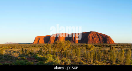 Lever du soleil sur Uluru, le Parc National d'Uluru-Kata Tjuta, Territoire du Nord, Australie Banque D'Images