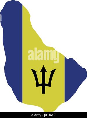 La Barbade la carte illustrée avec drapeau sur fond blanc dans le Vector Illustration de Vecteur