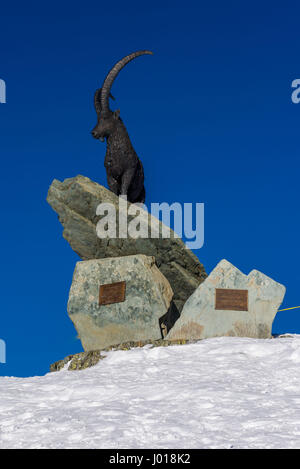 Statue d'un Steinbock à Champoluc, face au Cervin Banque D'Images