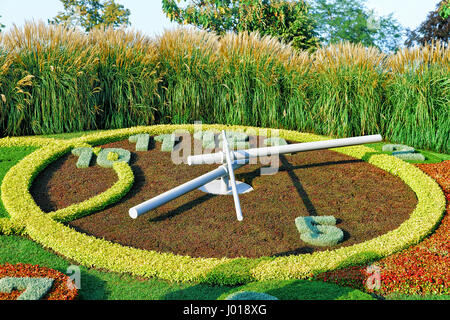 L'horloge de fleurs dans un jardin anglais, le centre-ville de Genève, Suisse Banque D'Images