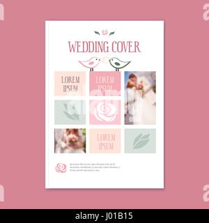 Modèle de mariage vecteur couvrir brochure. La couverture de la brochure pour fleuriste, boutique de fleurs, mariage, album photo, magazine ou d'un flyer. Brochure de mariage avec logo fleur Illustration de Vecteur