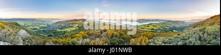 Vue depuis le mont Cargill avec Dunedin Otago Harbour et péninsule d'Otago, Dunedin, Otago, Nouvelle-Zélande, Southland Banque D'Images