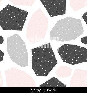 Schéma de répétition sans faille avec les formes géométriques en rose tendre, sombre et gris clair et de blanc texture sur fond blanc. Style abstrait, textile w Illustration de Vecteur