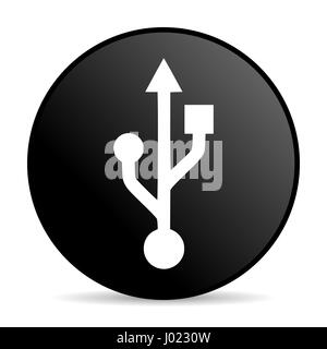 Couleur noir usb web design internet ronde icône sur fond blanc. Banque D'Images