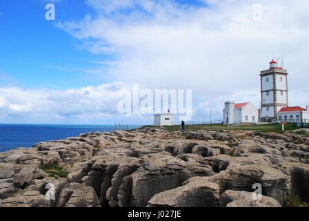Phare du Cap Carvoeiro Farol do Cabo Carvoeiro, Peniche, Portugal Banque D'Images