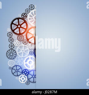 La technologie de l'entreprise pignons forme abstraite sur fond bleu Banque D'Images