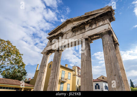 Gate d'Athéna Archegetis d'Agora romaine construite pendant la période romaine dans la ville d'Athènes, Grèce Banque D'Images