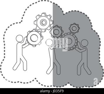 Pictogramme autocollant silhouette et progrès de l'industrie Illustration de Vecteur