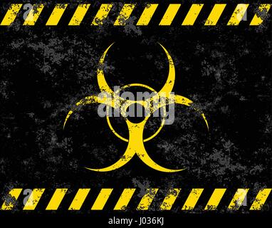 Symbole Biohazard. Virus, infection, les bactéries, les déchets toxiques, la contagion, l'épidémie de contamination de quarantaine stylisé concepts grunge flag ou l'arrière-plan Illustration de Vecteur