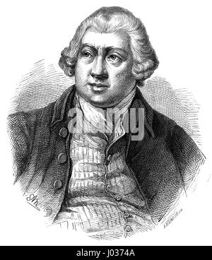 Richard Arkwright (1732-1792). Réinventer la roue tournante. La gravure. Nuestro Siglo, 1883. Edition espagnol. Banque D'Images