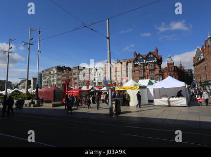Marché intérieur de l'ancienne place du marché Nottingham UK Avril 2017 Banque D'Images