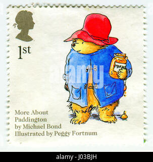 GOMEL, BÉLARUS, le 8 avril 2017. Stamp imprimé au Royaume-Uni montre image de la Paddington, circa 2000. Banque D'Images