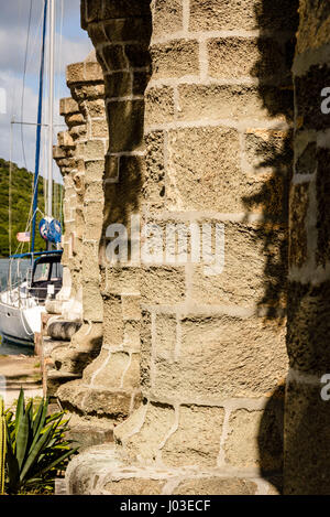 Voilerie piliers, Nelson's Dockyard, English Harbour, Antigua Banque D'Images