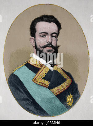 Amadée I d'Espagne (1845-1890). Roi d'Espagne de la Maison de Savoie. Portrait. La gravure, Nuestro Siglo, 1883. Edition espagnol. Banque D'Images