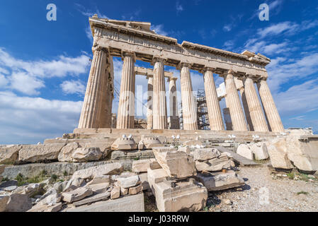 Parthénon, temple dédié à la déesse Athéna,, partie d'acropole d'Athènes, Grèce ville Banque D'Images