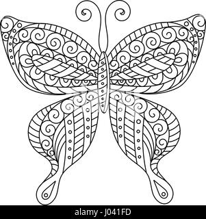 Livre de coloriage pour les enfants plus âgés et les adultes. Page à colorier. Les grandes lignes du dessin. Papillon décoratif dans l'image Illustration de Vecteur