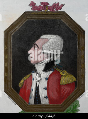 Marquis de Lafayette (1757-1834). Aristocral français et militaire. Gravure Nuestro Siglo,1883. Edition espagnol. Banque D'Images