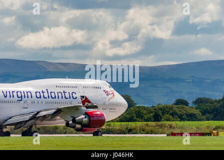 Virgin Atlantic Boeing jumbo jet English Rose. Manchester