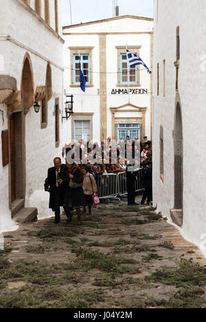 Semaine de la passion orthodoxe chrétienne, sur l'île grecque de l'Apocalypse (Patmos), Maundy jeudi (la cérémonie du WASHIN Banque D'Images