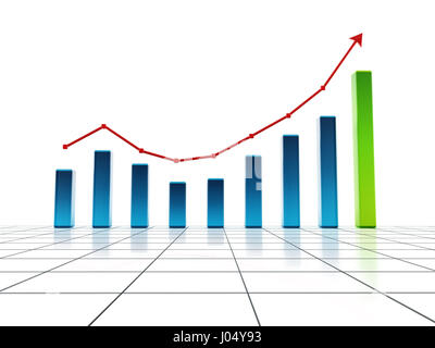 L'augmentation de la grille graphique en barres. 3D illustration. Banque D'Images
