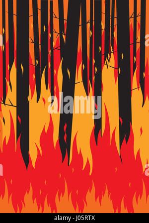 Lieux de l'incendie de forêt. Sauver les forêts de fire concept. Télévision vector illustration Illustration de Vecteur