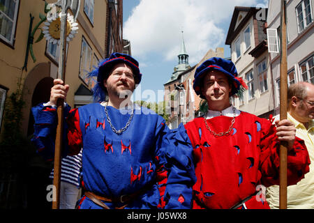 La garde de la ville, Festival Alte Handwerkerstrasse dans la vieille ville de Lunebourg, Lunebourg, Basse-Saxe, Allemagne Banque D'Images