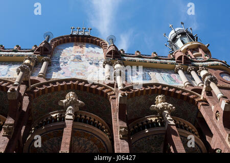 Extérieur de la Palau de la Musica Catalana, Barcelone Espagne Europe EU Banque D'Images