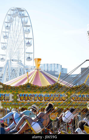 Attractions en bord de mer au printemps et en été à Bournemouth en 2017, Dorset, UK Banque D'Images