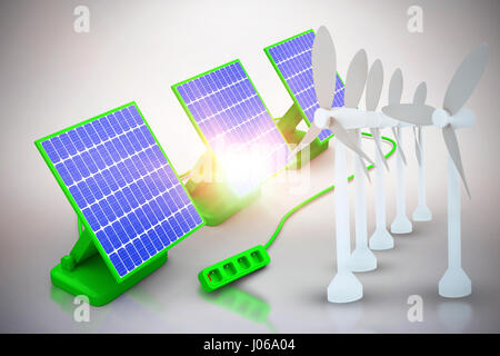 Composite 3d numérique de panneau solaire contre l'arrière-plan graphique Banque D'Images