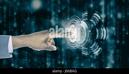 Main doigt contre l'image générée numériquement de bouton de volume Banque D'Images