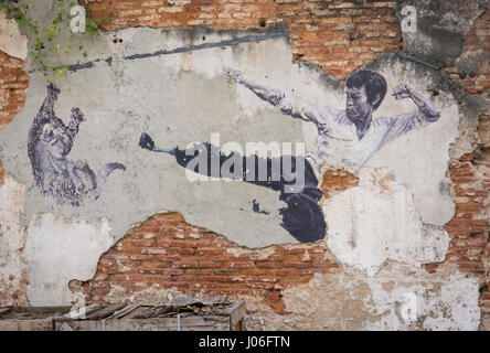 Bruce lee sur le mur Banque D'Images