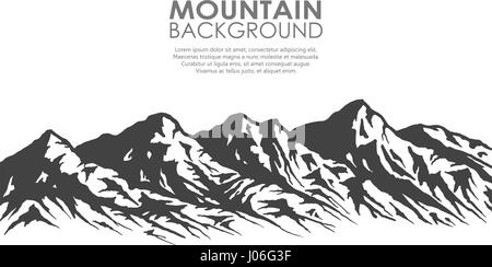 Silhouette de montagne isolé sur blanc. Illustration de Vecteur