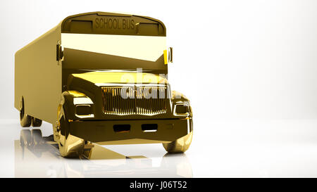 Rendu 3D d'or d'un autobus scolaire à l'intérieur d'un studio Banque D'Images
