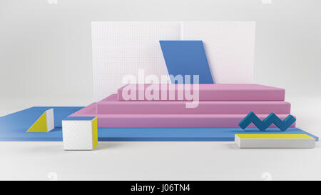 Scène avec beaucoup d'objets 3d illustration Banque D'Images
