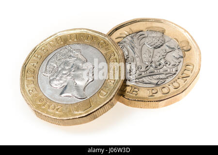 Le nouveau 12 verso British Pound Coins Banque D'Images