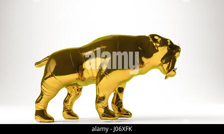 Rendu 3D d'or d'un tigre isolated on white Banque D'Images